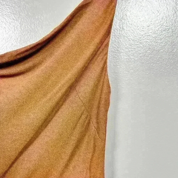 ARITZIA Cowl Neck Strappy A Line Mini Slip Dress Brown Smocked Back XS - Picture 5 of 10